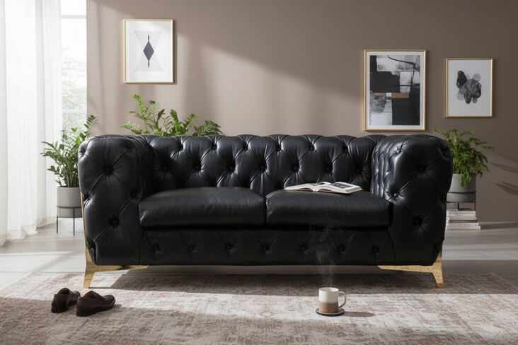 Chesterfield Piloti 2 Seater Tufted Vintage Distressed Leather Sofa