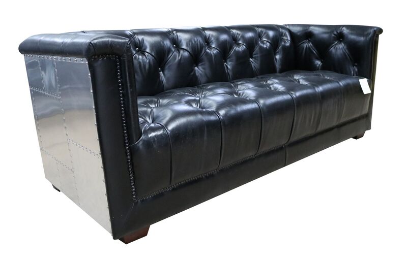 Product photograph of Spitfire Chesterfield 3 Seater Vintage Black Distressed Amp Hellip from Designer Sofas 4U