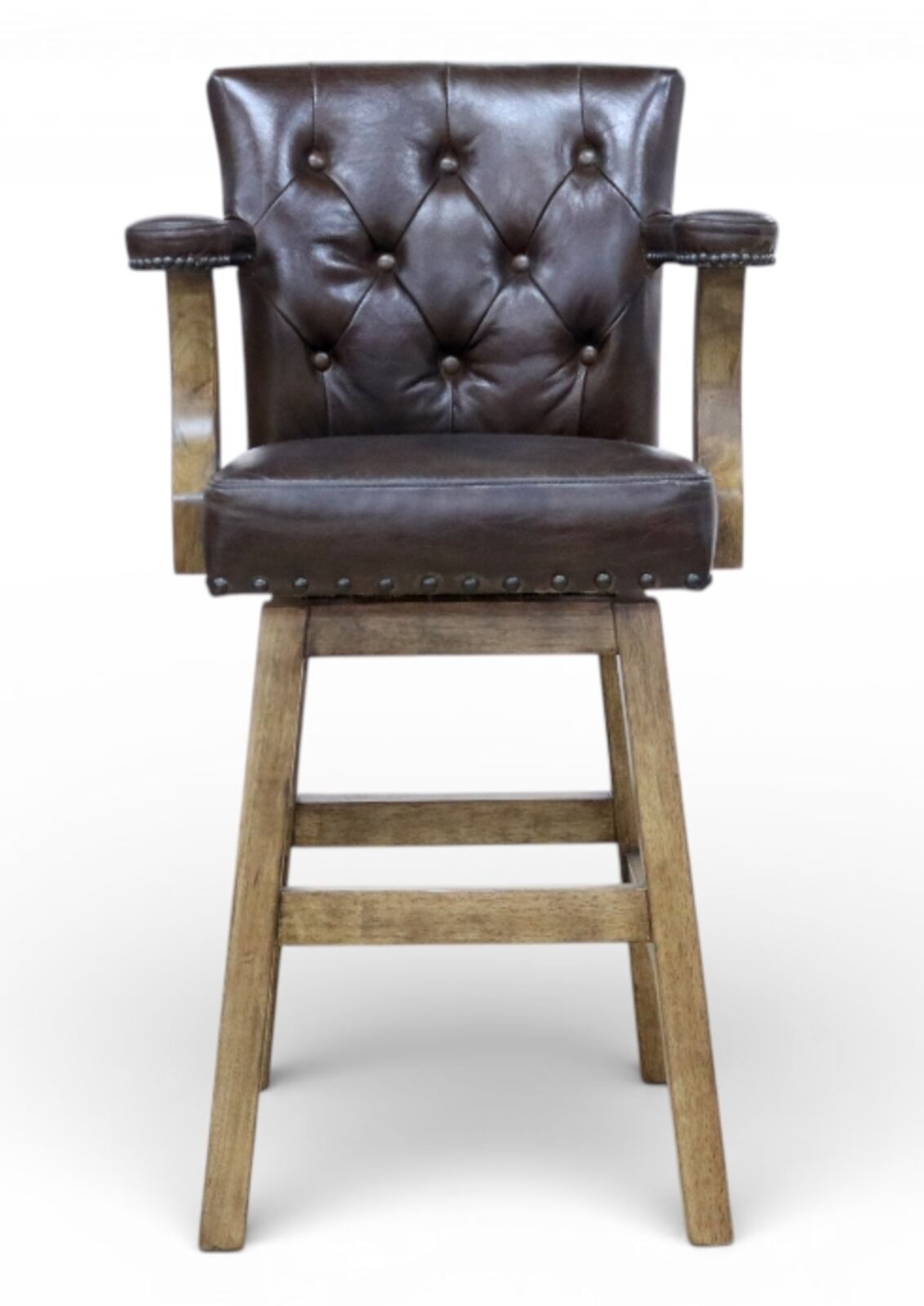 Chesterfield Swivel Vintage Leather Country Farmhouse Barstool