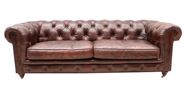 Vintage Distressed Tobacco Leather Chesterfield 3 Seater Sofa