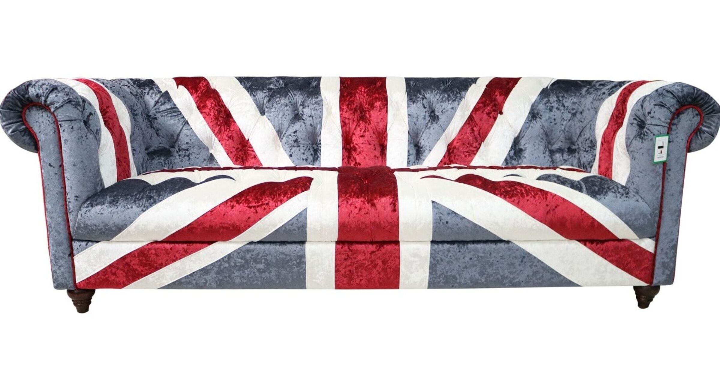 Union Jack Chesterfield 3 Seater Luxury Velvet Sofa - Designer Sofas 4U