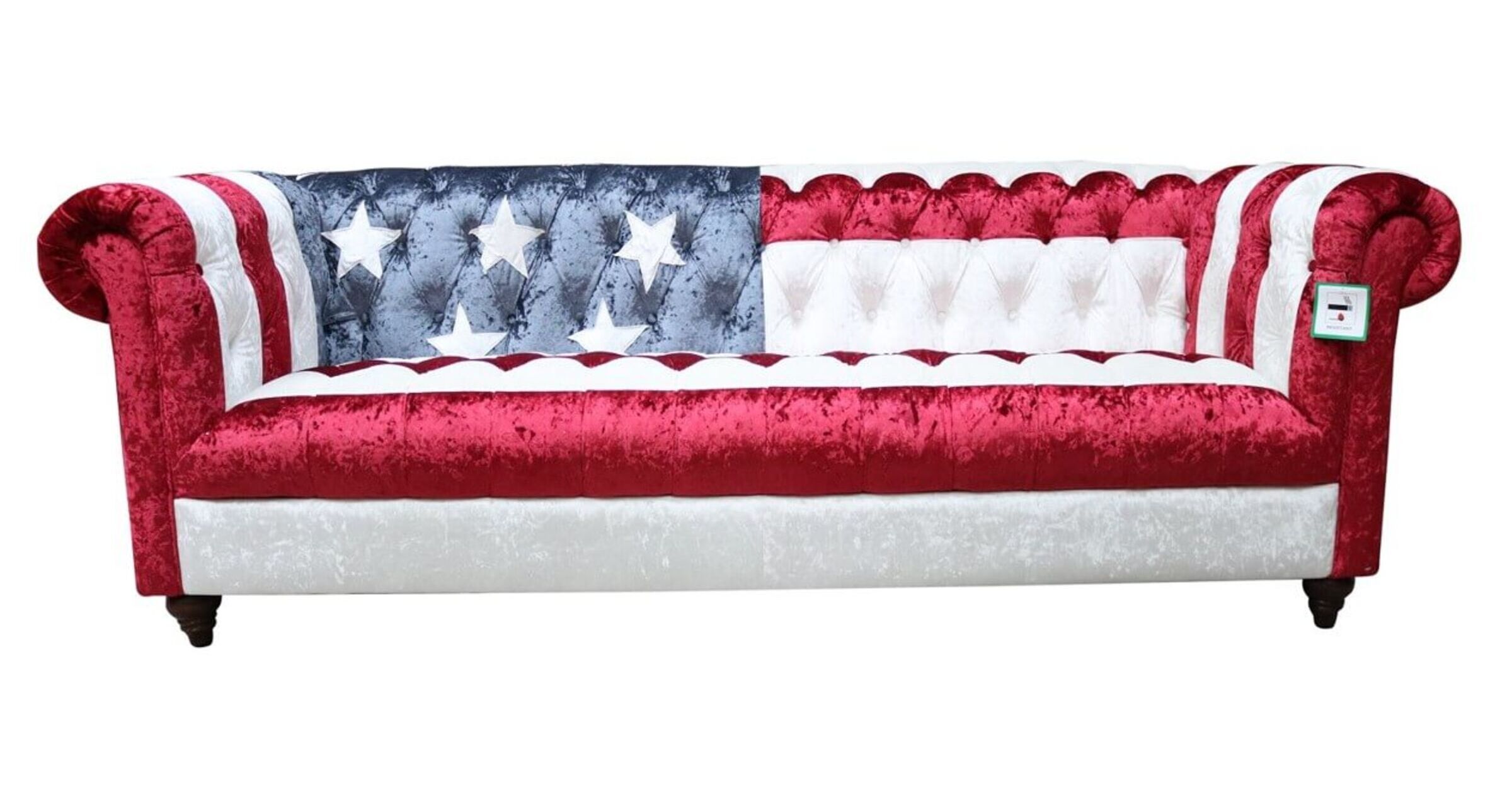 Stars And Stripes Chesterfield 3 Seater Velvet Sofa