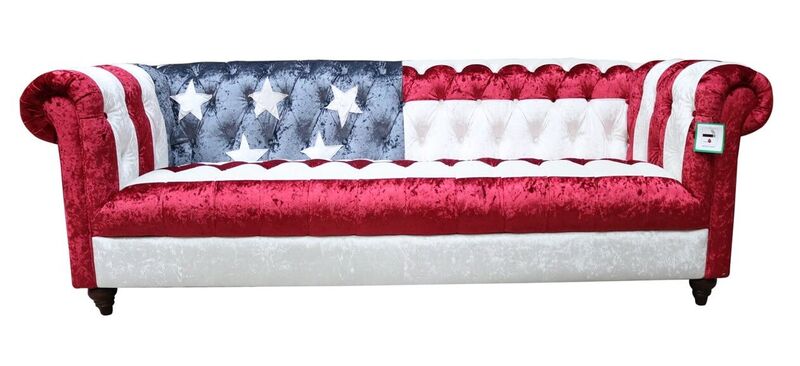 Product photograph of Stars And Stripes Chesterfield 3 Seater Velvet Sofa from Designer Sofas 4U