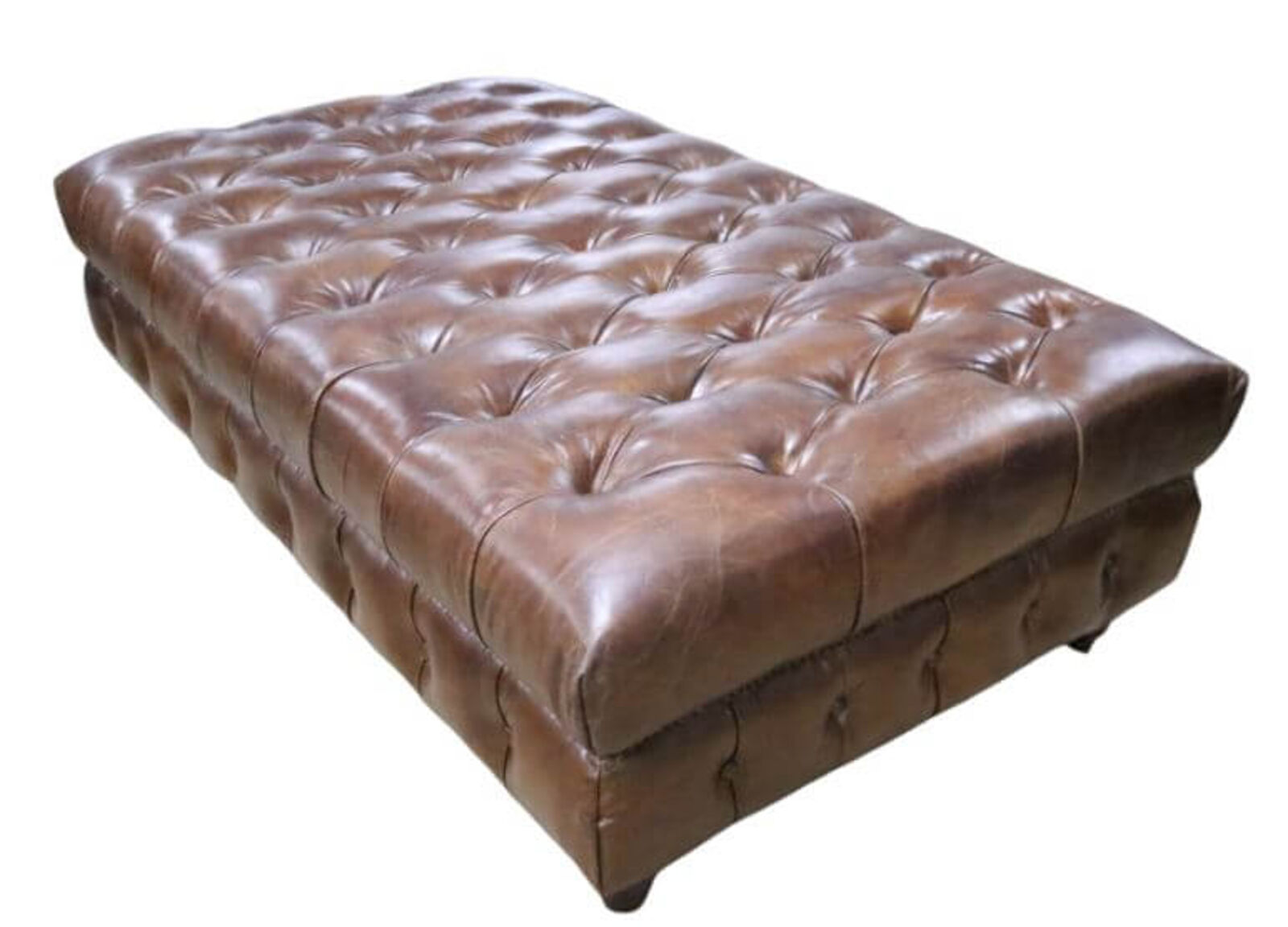 Product photograph of Chesterfield Vintage Brown Distressed Real Leather Footstool Ottoman Large from Designer Sofas 4U