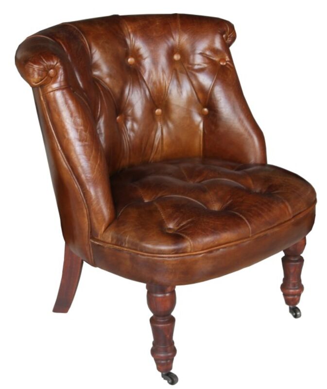 Image of Chesterfield Vintage Distressed Leather Buttoned Back Chair