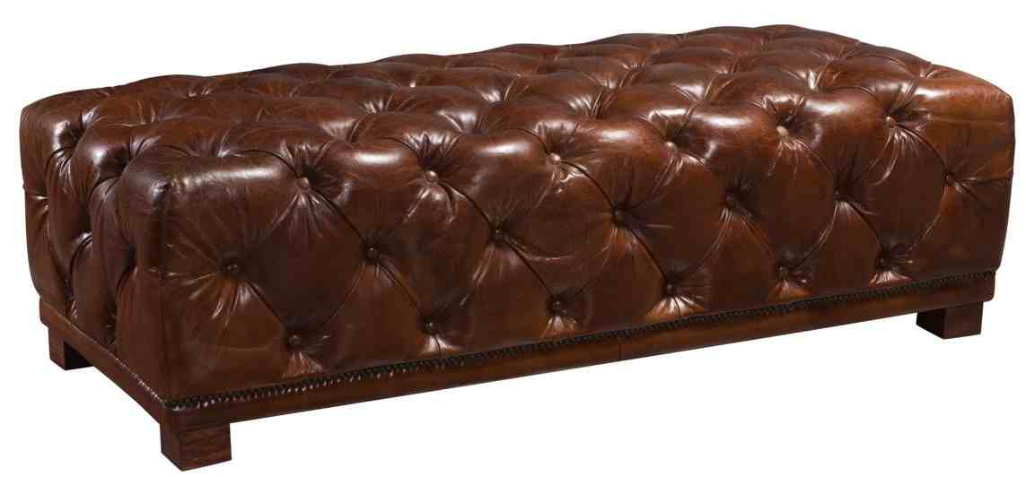 Chesterfield Vintage Distressed Leather, Distressed Leather Ottoman Rectangle