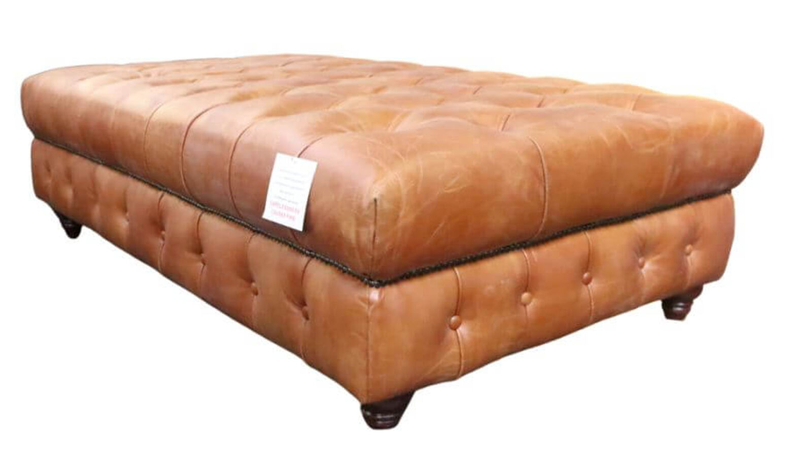 Product photograph of Chesterfield Vintage Tan Distressed Real Leather Footstool Ottoman Large from Designer Sofas 4U