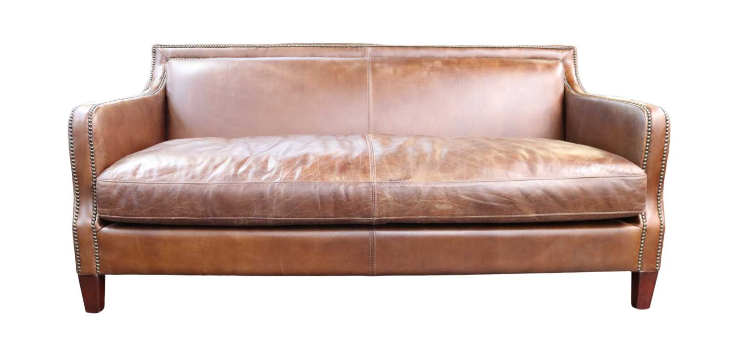 Vintage Brown Leather Stud Sofa by Chichester
