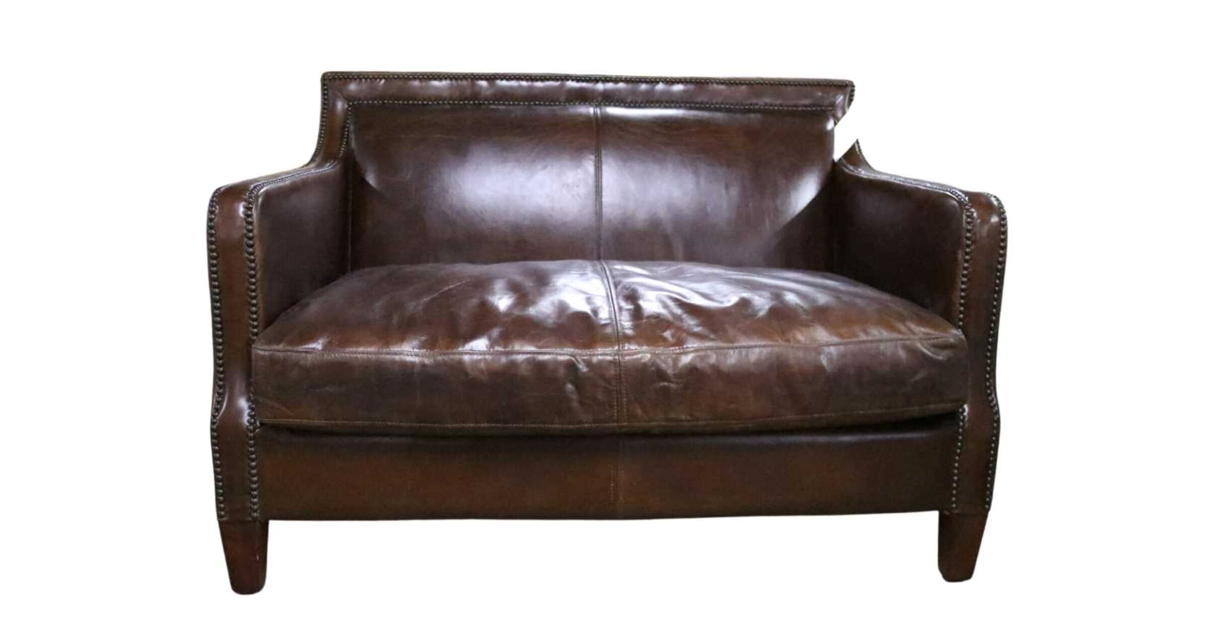 Chichester Distressed Leather 2 Seater Stud Sofa Designer Sofas4u