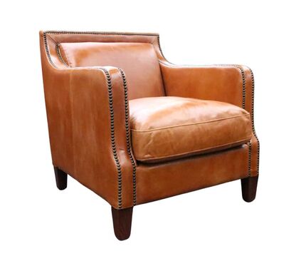 Chichester Vintage Distressed Leather Tan Stud Armchair
