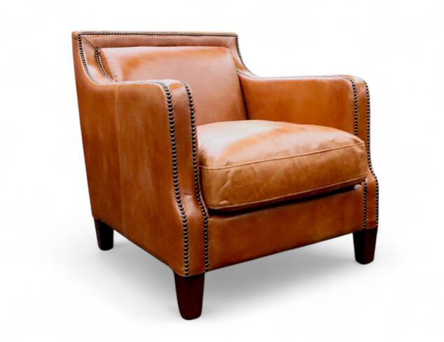 Chichester Vintage Tan Distressed Leather Stud Armchair