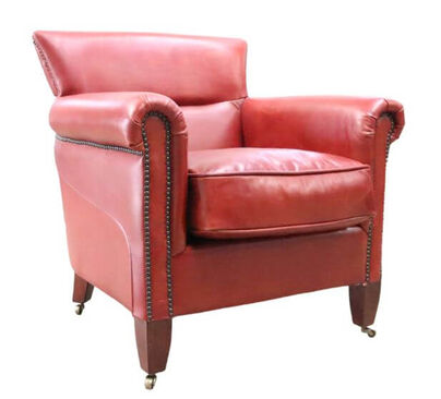 Classic Distressed Rouge Red Leather Armchair