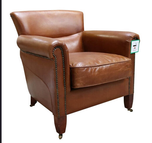 Classic Distressed Tan Leather Armchair