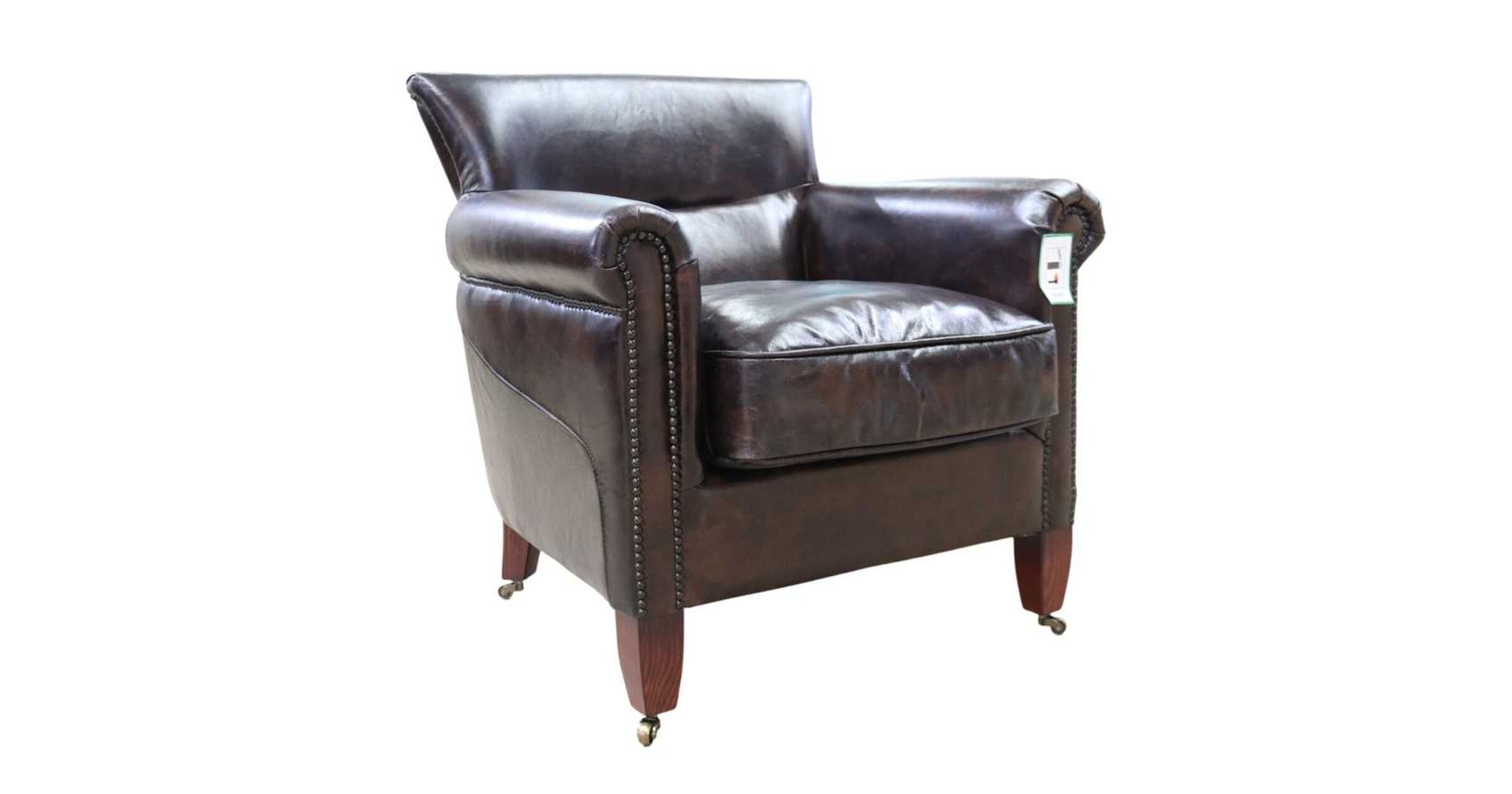 Classic Distressed Tobacco Brown Leather Armchair Vintage Chairs By