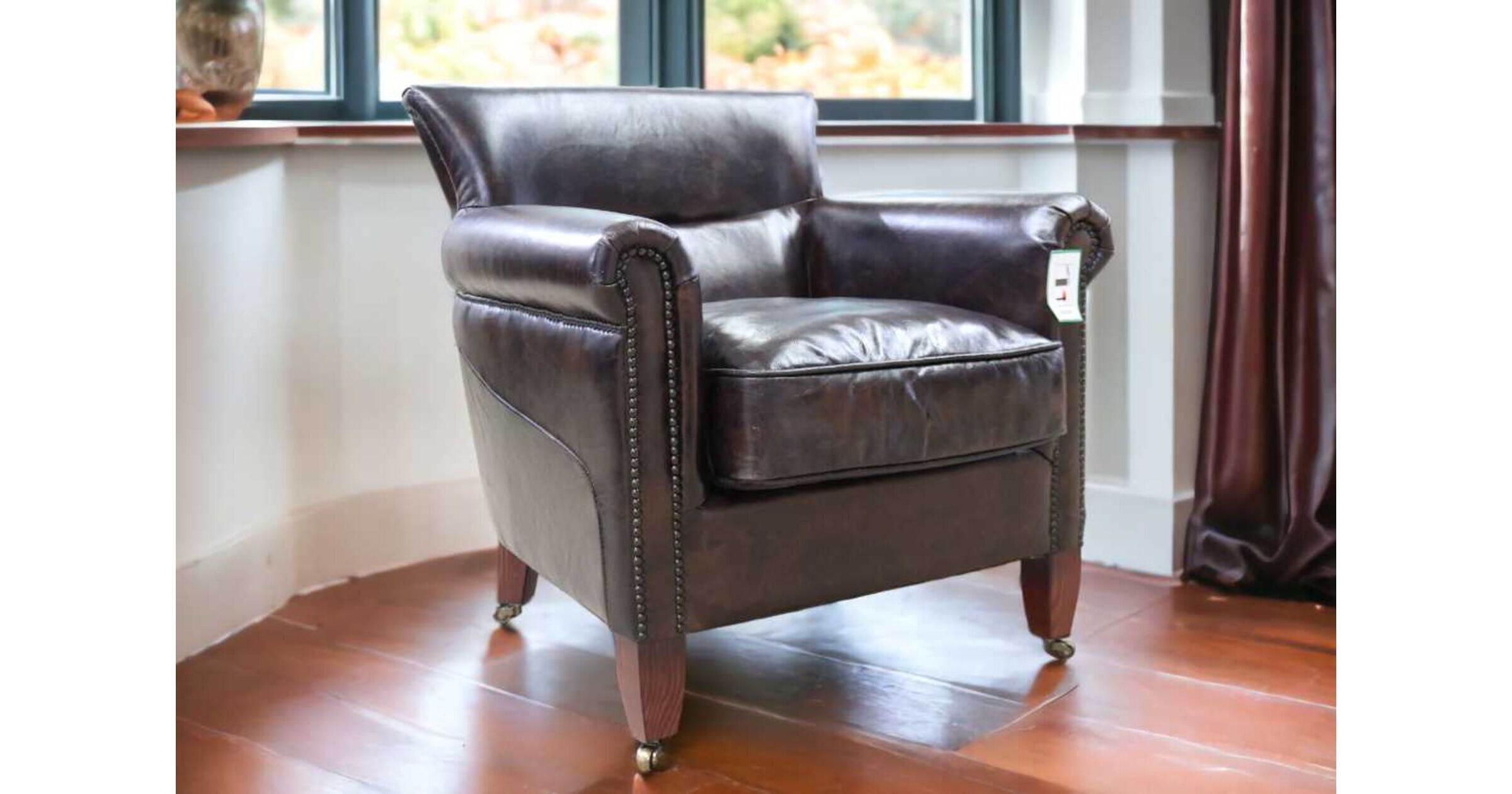 Aged to Perfection Distressed Tobacco Brown Leather Armchair