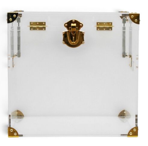 Clear Acrylic Storage Trunk Brass Detail Contemporary Chest