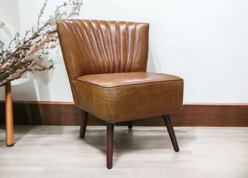 Product photograph of Cocktail Vintage Tan Leather Chair from Designer Sofas 4U