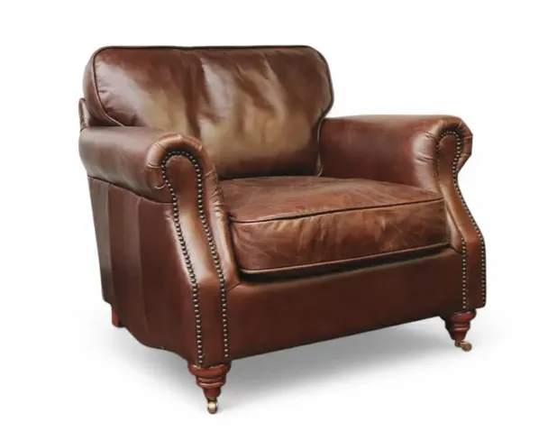 Colonel Vintage Brown Distressed Leather Armchair