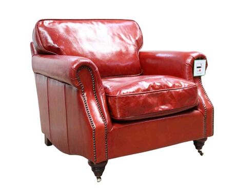 Colonel Vintage Rouge Red Distressed Leather Armchair