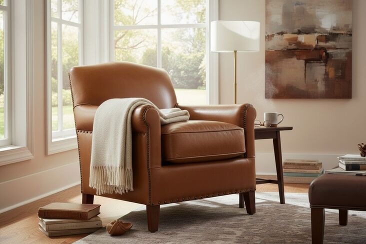 Connor Vintage Tan Distressed Leather Club Chair