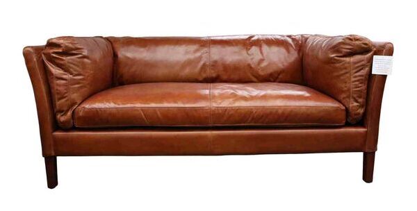 Groucho 3 Seater Vintage Tan Leather Sofa