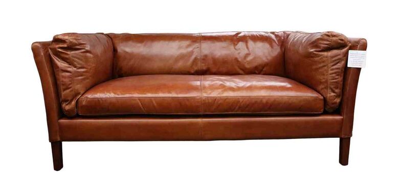 Contemporary 3 Seater Settee Sofa Vintage Tan Distressed Real Leather