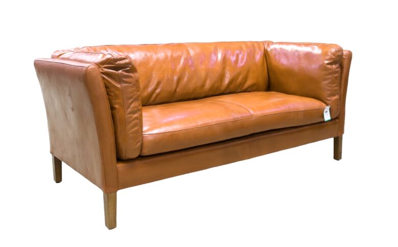 Contemporary Vintage Nappa Caramel Tan Leather 3 Seater Settee Sofa
