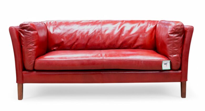 Contemporary Vintage Rouge Red Distressed Leather 3 Seater Sofa