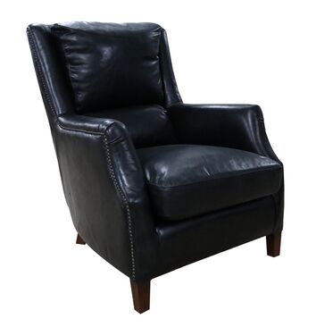 Crofter Vintage Distressed Black Leather High Back Chair