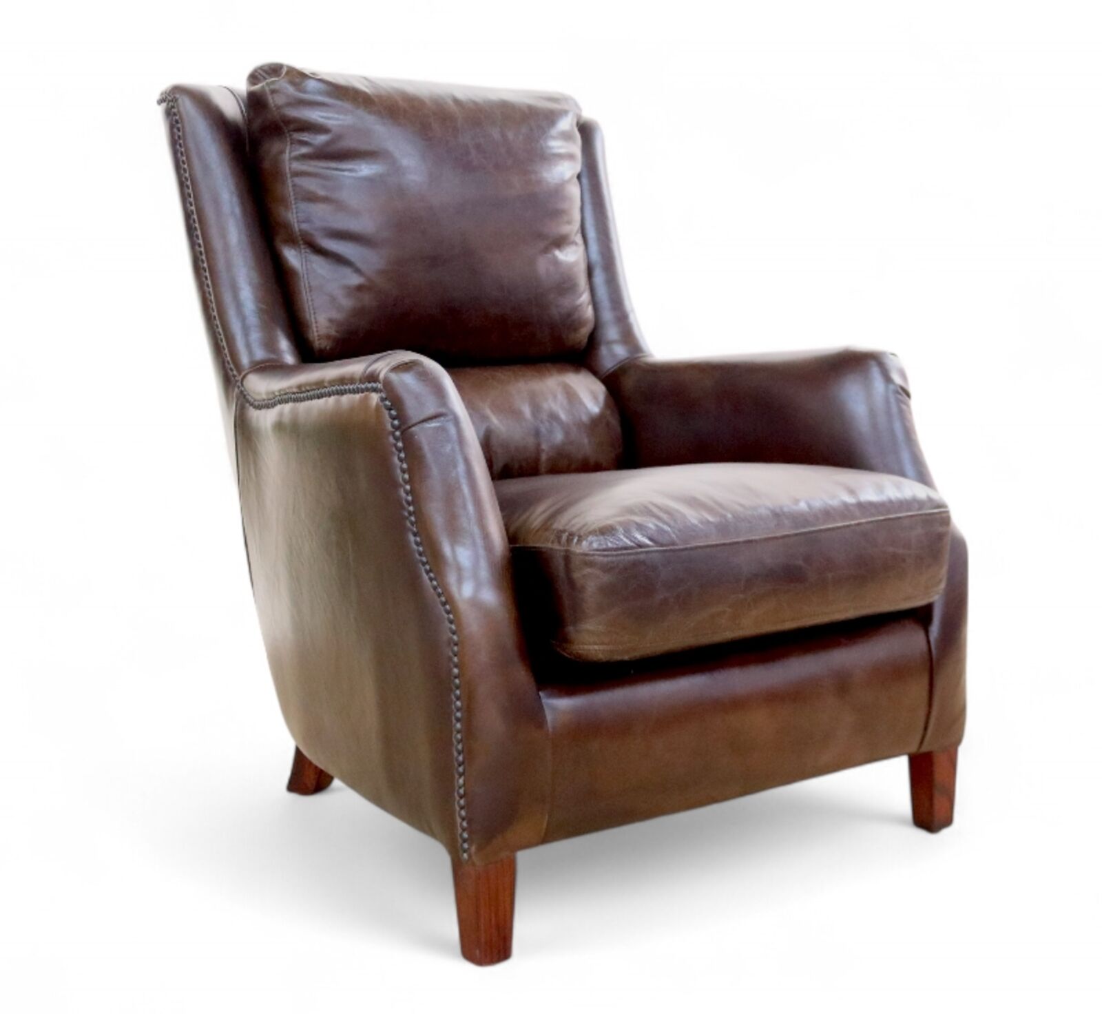 Crofter Vintage Brown Distressed Leather High Back Chair