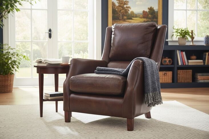 Crofter Vintage Brown Distressed Leather High Back Chair