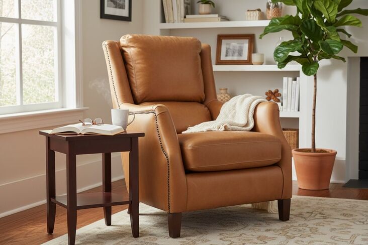 Crofter Vintage Caramel Tan Leather High Back Chair