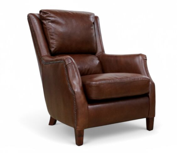 Crofter Vintage Chestnut Brown Leather High Back Chair