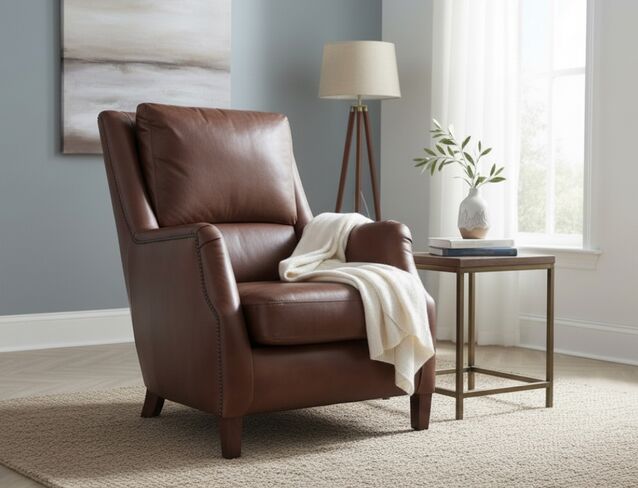 Crofter Vintage Chocolate Brown Leather High Back Chair