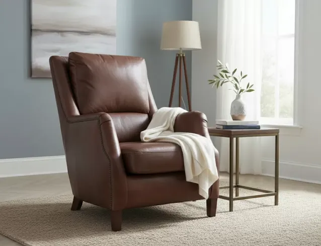 Crofter Vintage Chocolate Brown Leather High Back Chair