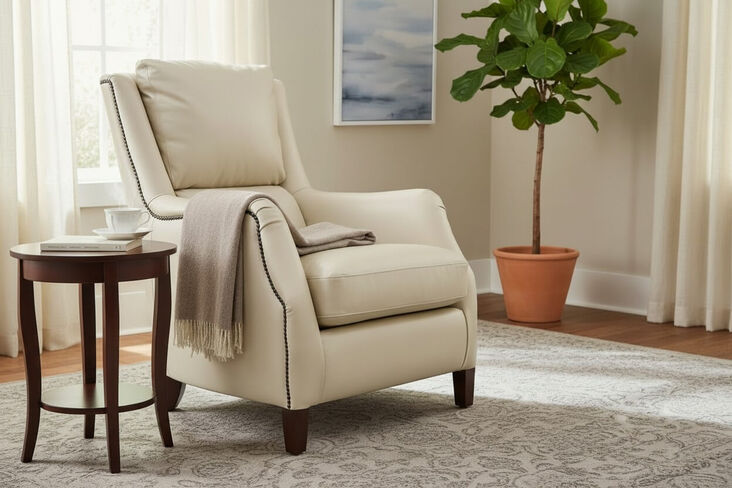 Crofter Vintage Cream Leather High Back Chair