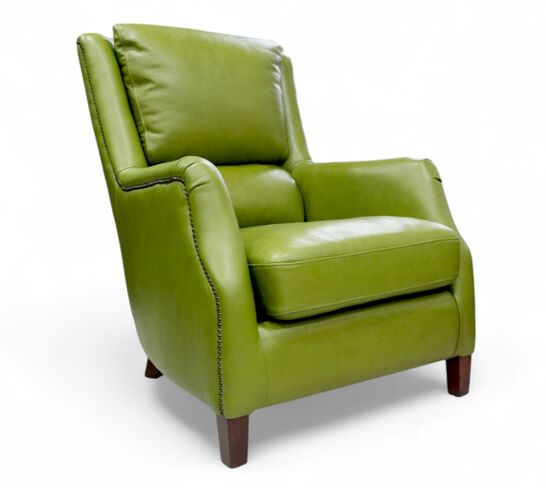 Crofter Vintage Olive Green Leather High Back Chair