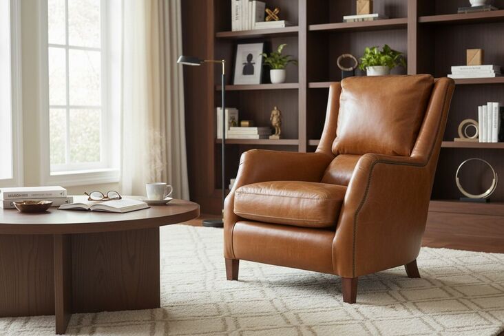 Crofter Vintage Tan Distressed Leather High Back Chair