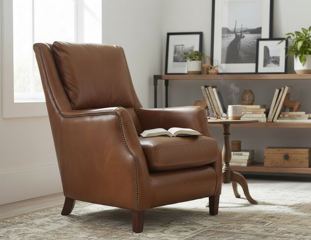 Crofter Vintage Tan Distressed Leather High Back Chair