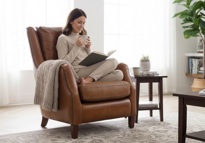 Crofter Vintage Tan Distressed Leather High Back Chair