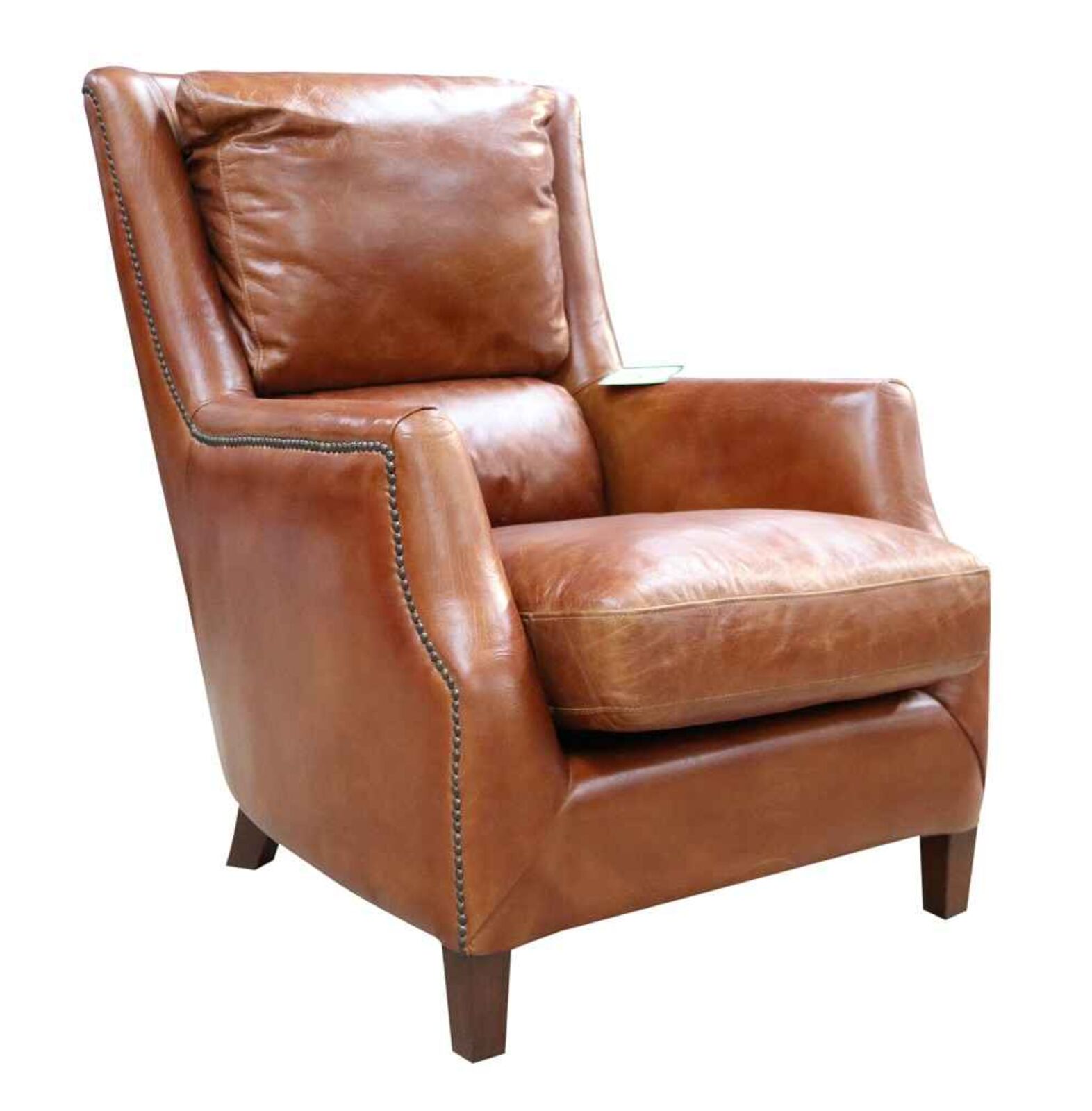 Product photograph of Crofter Vintage Tan Distressed Leather High Back Chair from Designer Sofas 4U