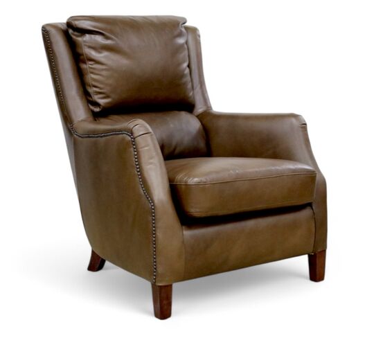 Crofter Vintage Taupe Leather High Back Chair