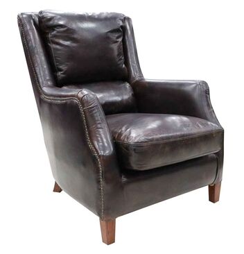 Crofter Vintage Tobacco Brown Distressed Leather High Back Chair