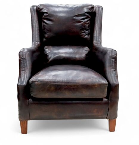Crofter Vintage Tobacco Brown Leather Armchair – Distressed High Back Lounge Chair