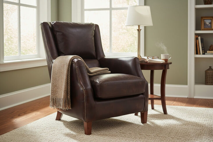 Crofter Vintage Tobacco Brown Leather Armchair – Distressed High Back Lounge Chair