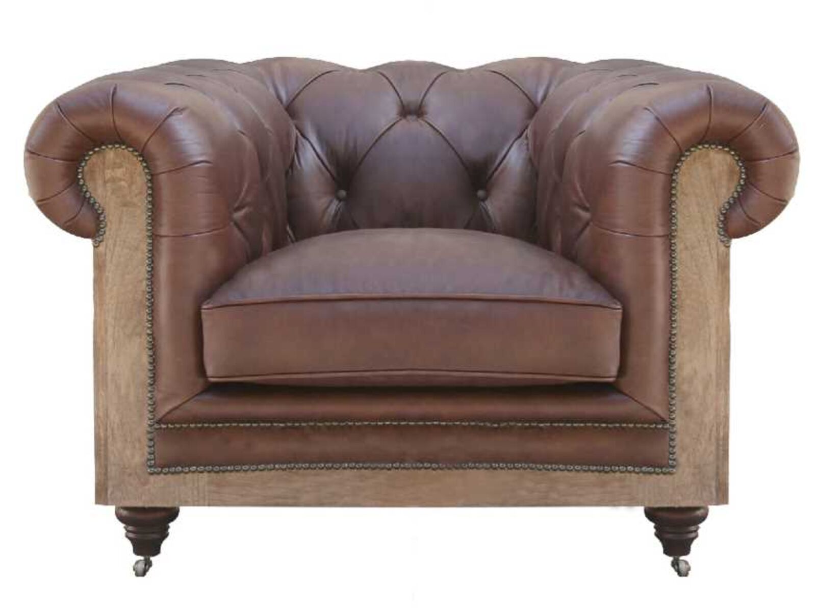 Product photograph of Deconstructed Chesterfield Club Chair Vintage Dark Brown Real Leather from Designer Sofas 4U