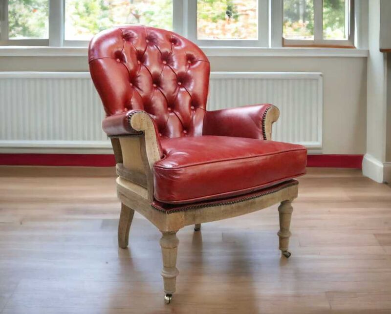 Product photograph of Deconstructed Estate Vintage Rouge Red Leather Armchair from Designer Sofas 4U