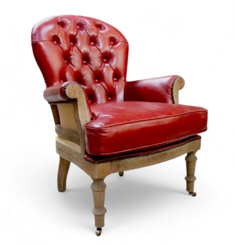 Deconstructed Estate Vintage Rouge Red Leather Armchair