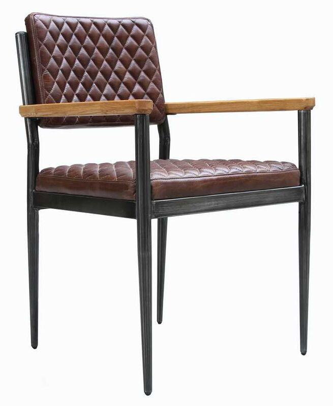 Product photograph of Dorset Vintage Leather Dining Chair from Designer Sofas 4U