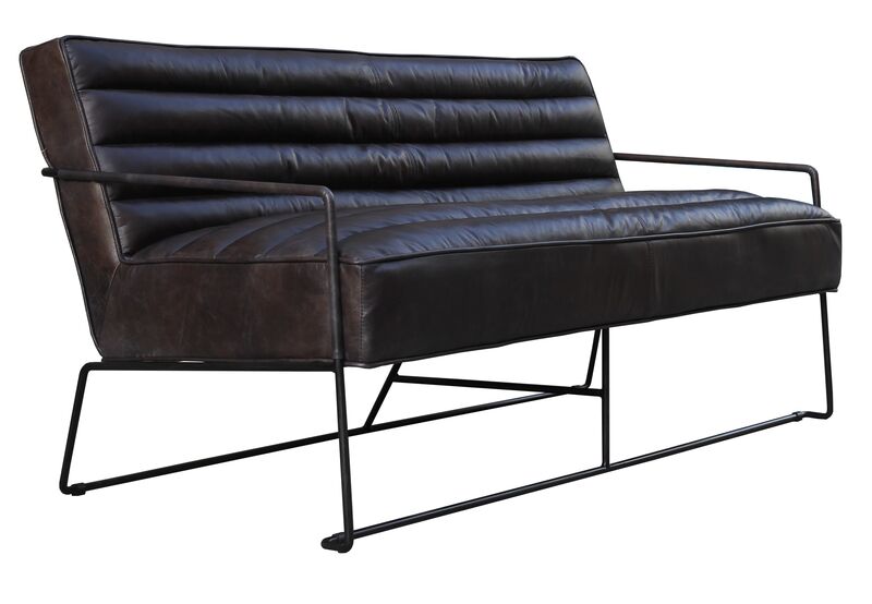 Product photograph of Duriam Vintage Black Leather Sofa from Designer Sofas 4U